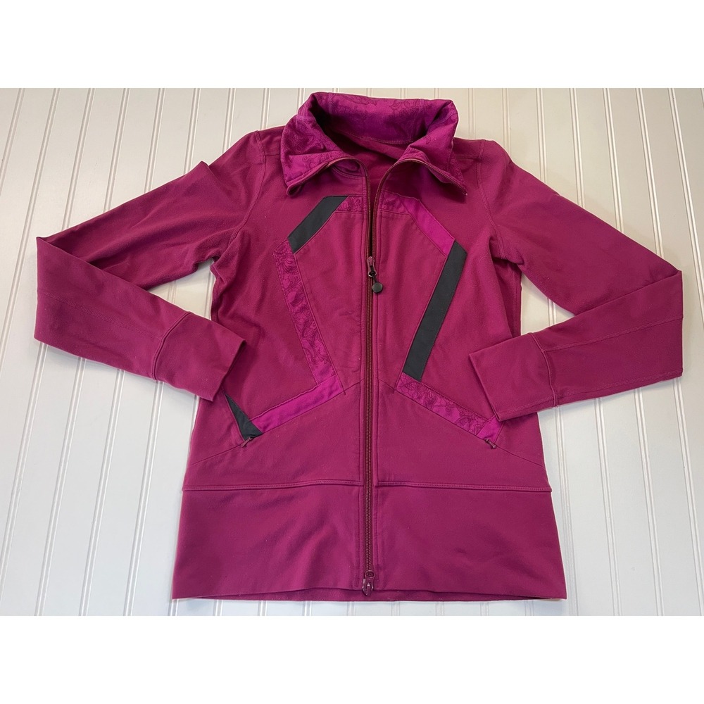 Lululemon Origami Stride Jacket Berry Pink Full Zip Athletic Womens 6 AS-IS READ